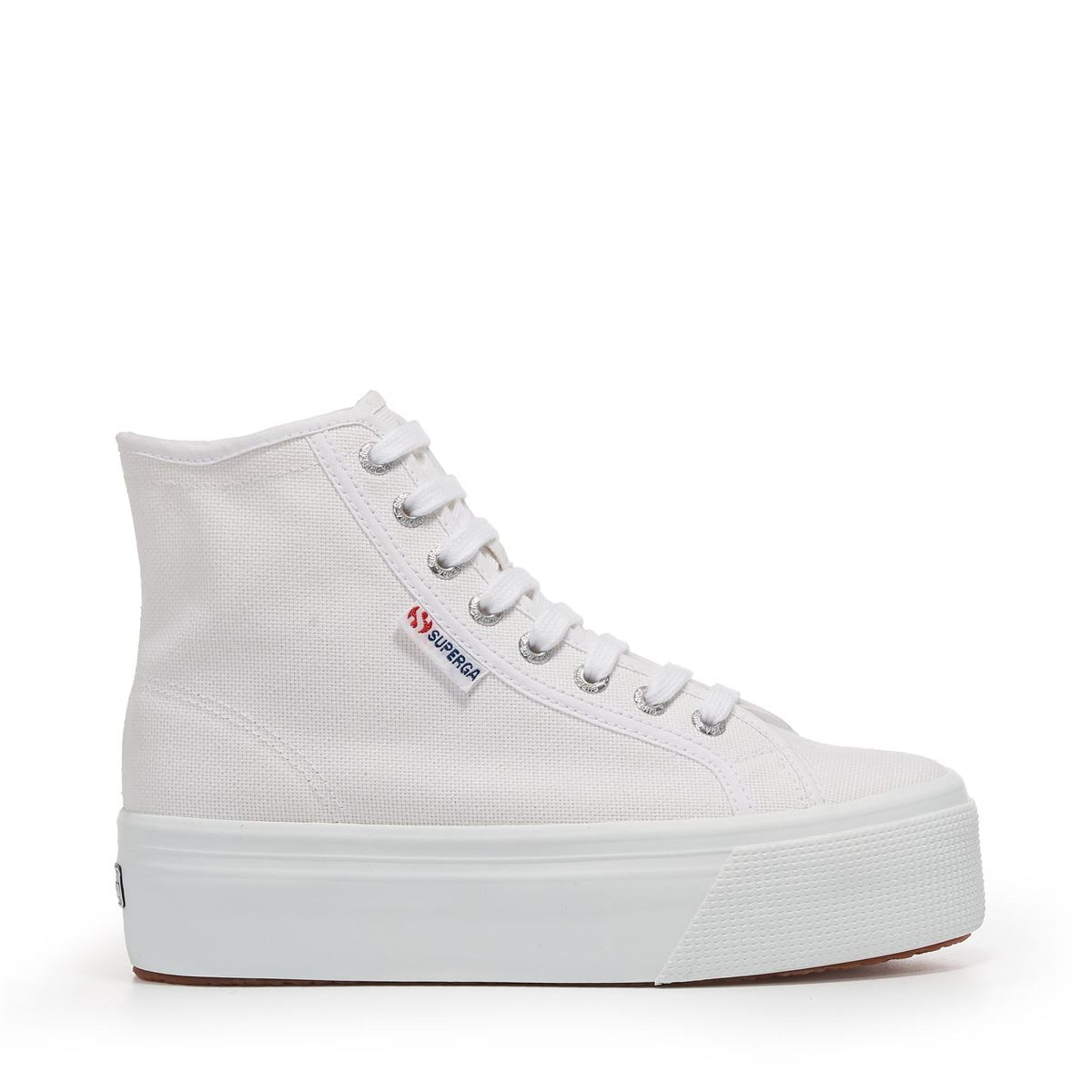 Superga 2708 High Top Sneakers - White. Side view.