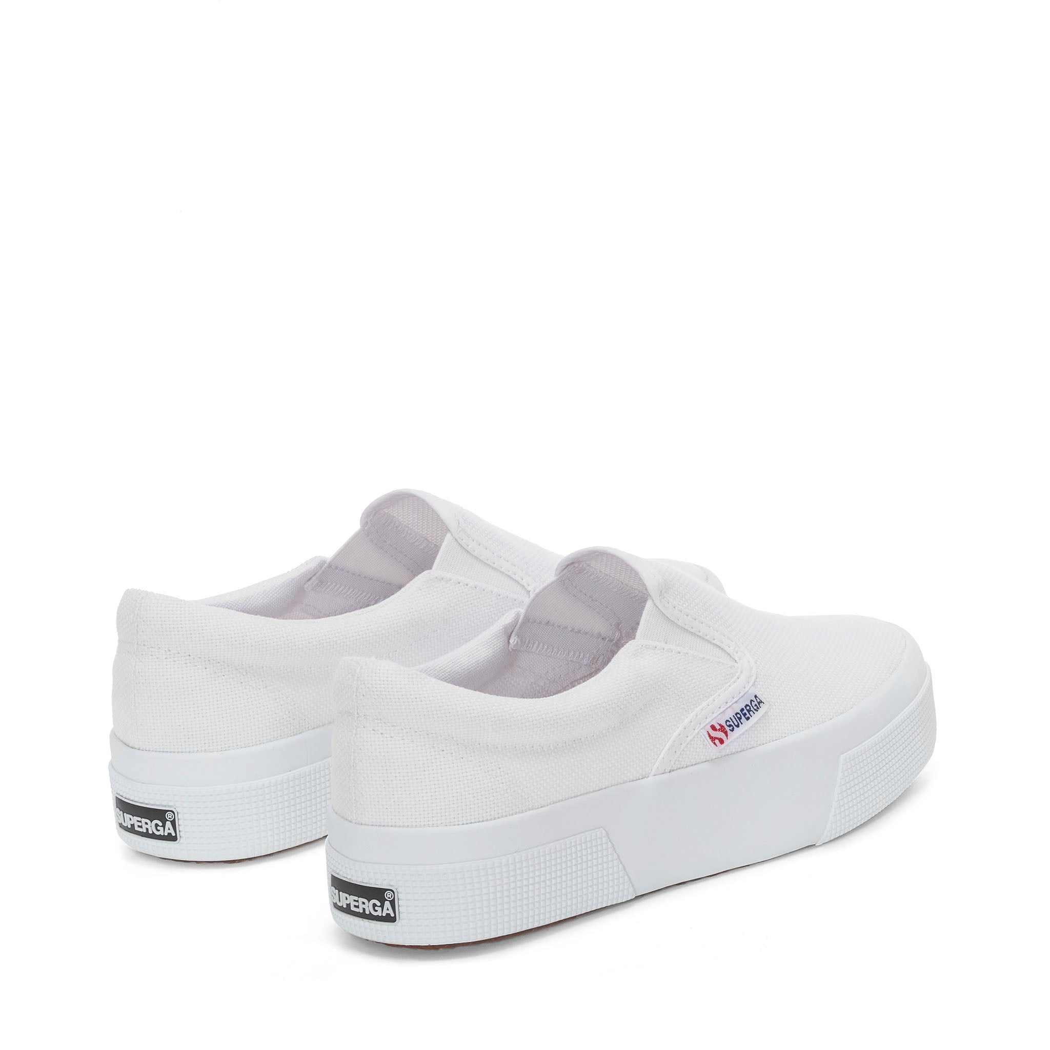 Superga 2740 Platform Slip-on Sneakers - White. Back view.